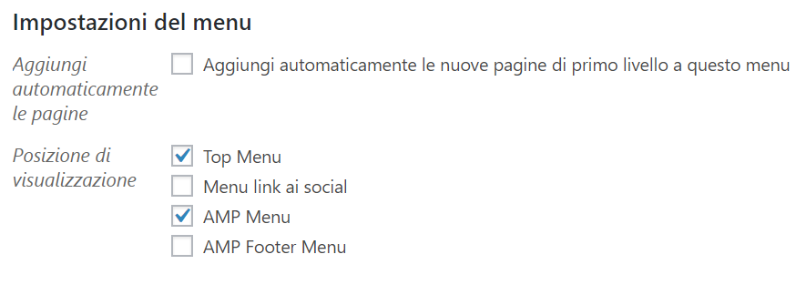 Aggiunta Menu AMP